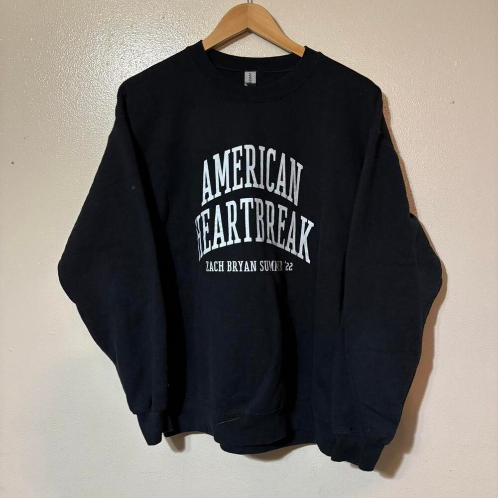 Zach Bryan American Heartbreak 2022 Tour Merchandise Black Crewneck Size L